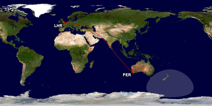 Von Perth nach London mit Qantas - GC Mapper