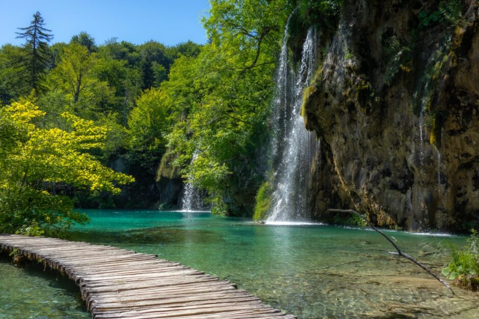 Wasserfall in Plitvice in Kroatien